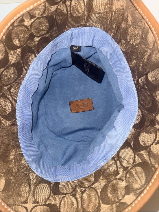 Coach Brown Signature Canvas Bucket Hat with Light Blue Lining main image 4